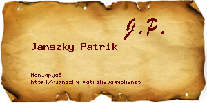 Janszky Patrik névjegykártya